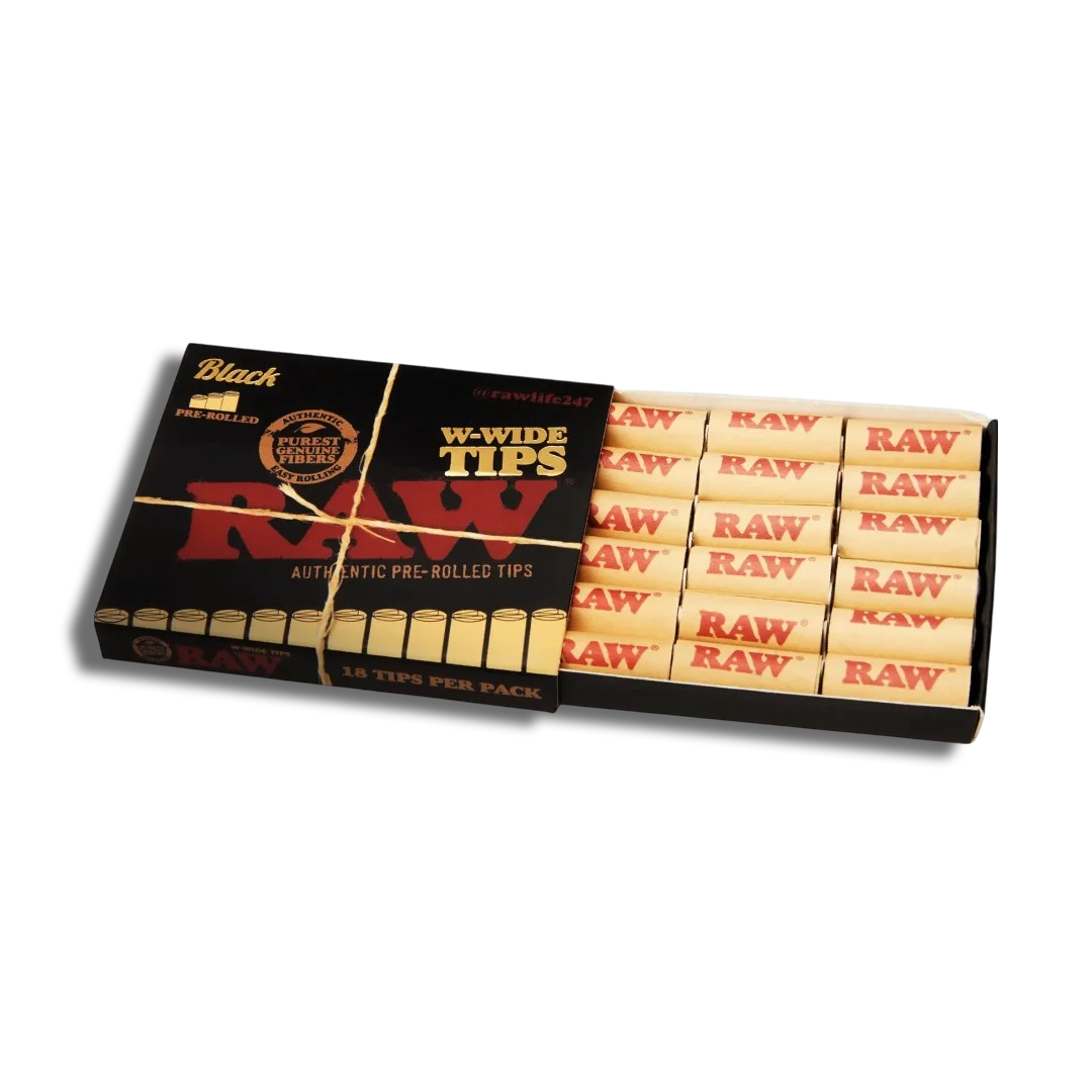 RAW Black W-Wide Pre-Rolled Tips